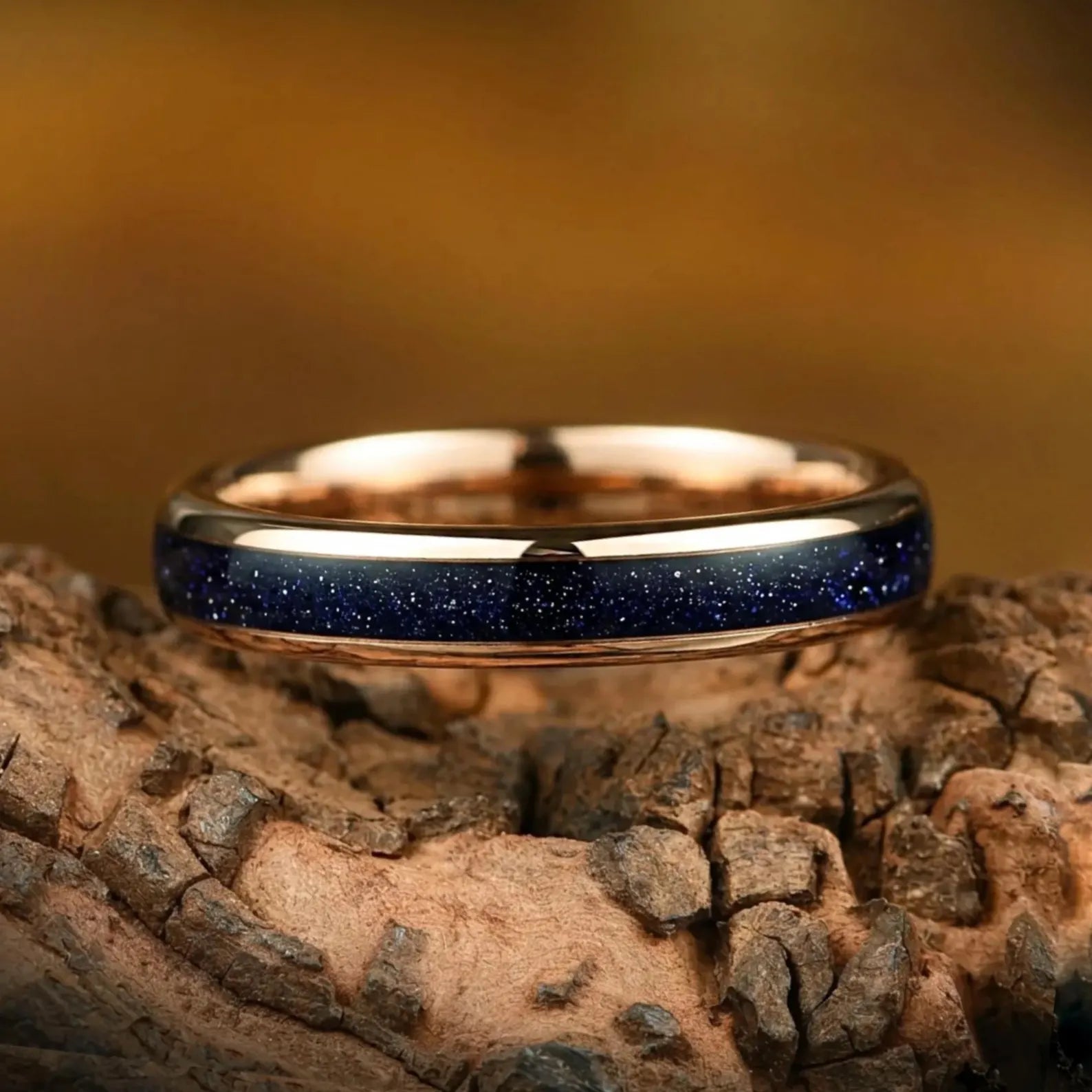 Womens Wedding Rings Rose Gold Tungsten Angled View