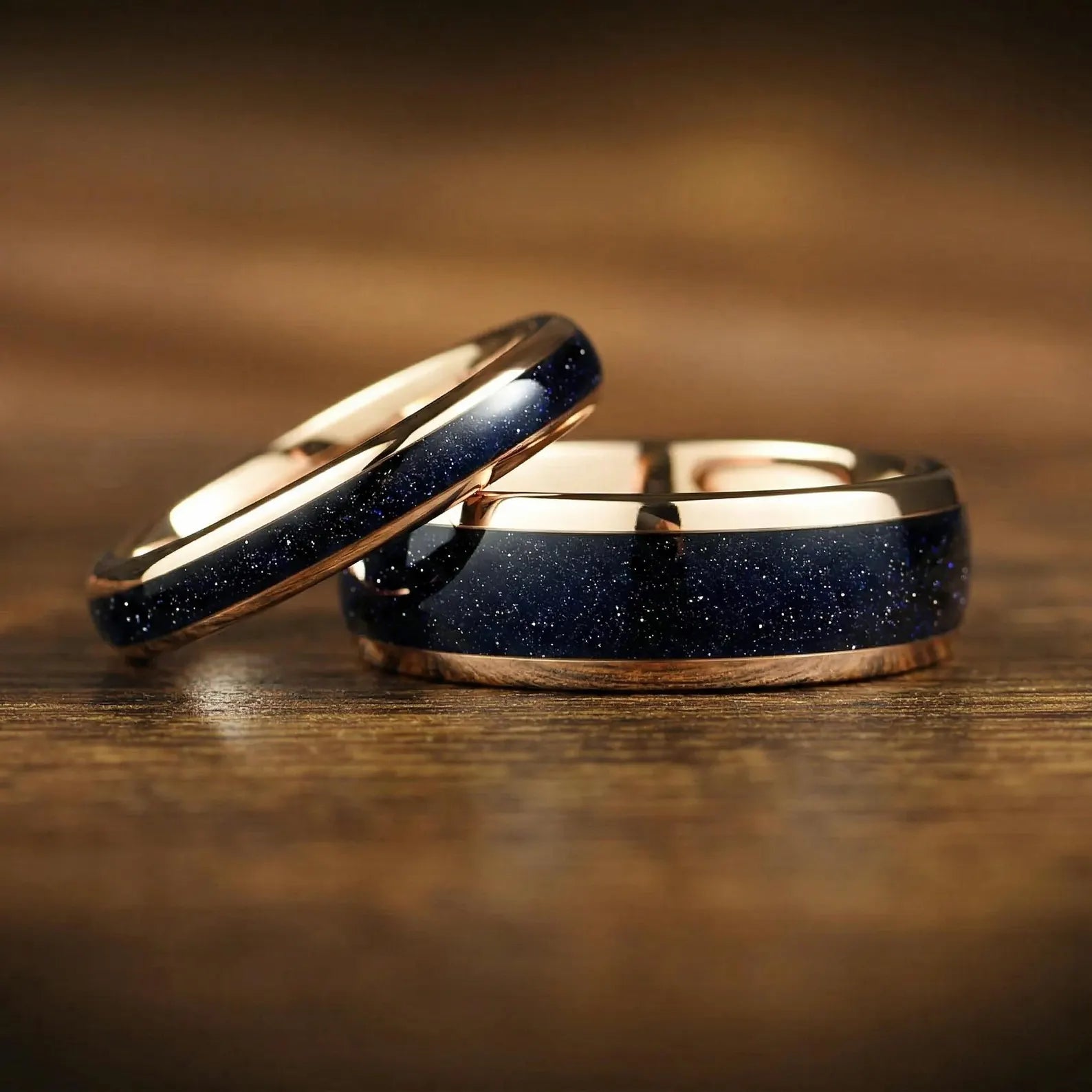 Womens Wedding Rings Rose Gold Tungsten Pair View