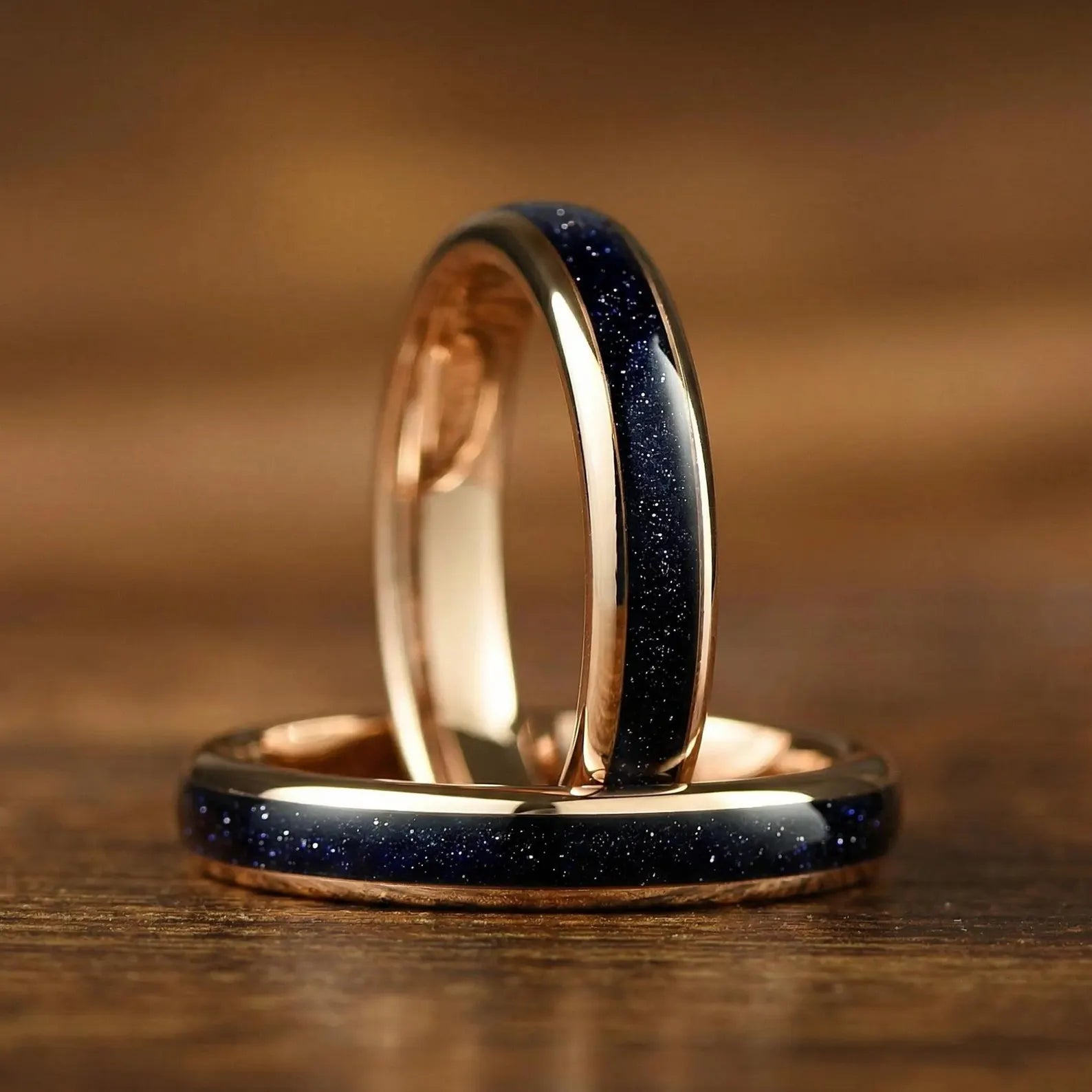 Womens Wedding Rings Rose Gold Tungsten Side View